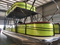 Espace de fête sur yacht de luxe, bateau ponton en aluminium à double pont de 30 pieds, glissière, moteur hors-bord de 150 CV, divertissement familial, pêche sportive