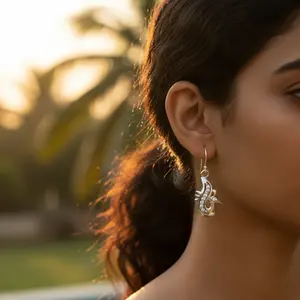 Boucles d'oreilles pendantes en cristal en argent sterling 925 pour femmes, bijoux élégants, idée cadeau - Product Image 1