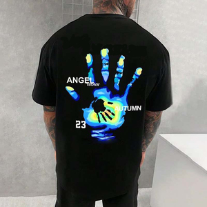 T-shirt en tricot respirant pour homme en polyester/coton, fabrication OEM, tissu doux, manches courtes, uni, imprimé sur mesure, haut décontracté tendance - Product Image 1
