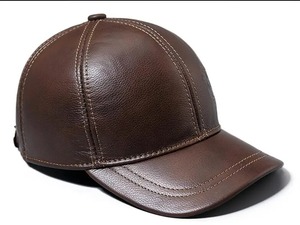 Gorra de béisbol de piel de vaca para hombre, otoño e invierno, sombrero de cuero genuino, engrosamiento térmico, orejeras de algodón para hombre, sombrero de invierno - Product Image 3