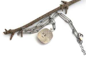 Collar con colgante de piedra de ágata rosa caramelo de algodón, joyería artesanal hecha a mano, estilo bohemio con cadena oxidada de plata esterlina - Product Image 3