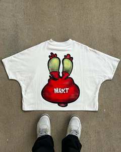 Fabricante personalizado 320 Gsm Drop Shoulder Boxy camiseta con parte inferior de impresión DTG personalizada recortada a bajo precio - Product Image 6