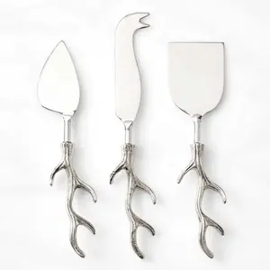 ชุดมีดหั่นชีสสีเงินเครื่องครัวมีดผลไม้พร้อมด้ามไม้ชุดเครื่องใช้บนโต๊ะอาหารสำหรับงานแต่งงานที่หรูหราจากอินเดีย - Product Image 4