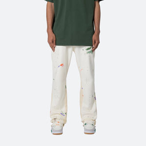 OEM ODM logo personnalisé en gros élégant avec un pantalon ample hommes jambe large Streetwear évasé pantalon empilé - Product Image 1