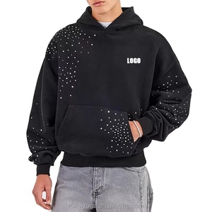 Custom Logo <b>Drop</b> Shoulder Fleece Heavyweight Polyester/Cotton 400g <b>Acid</b> Washed Cropped Regular Fit Sweet Hoodie Men - Product Image 2