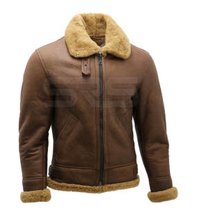 Wholesale Plus Size Shearling Leather Jacket Outdoor Use Winter Jacket Top Selling Cheap Price <b>Men</b> Shearling Leather Jacket - Product Image 2