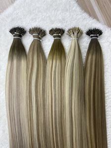 Extensioni per <span class=keywords><strong>capelli</strong></span> umani Remy vergini al 100% con nano anelli invisibili, doppia trama, cuticole allineate, all'ingrosso - Product Image 3