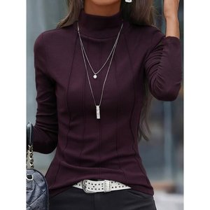 Blouse en modal côtelée à col bénitier et manches longues pour femme, 38106 - Bordeaux - Product Image 2