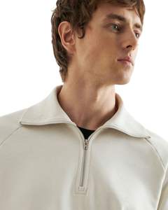 Sudadera de Forro Polar con Media Cremallera para Hombre, Cálida, Suave, Cuello Alto, Cómoda, Informal, Holgada, de Manga Larga, Estilo Pullover - Product Image 4