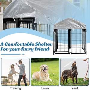 Kaynaklı tel köpek kulübesi köpek kasalar kafes büyük Metal ağır açık kapalı köpek kulübesi ile bir çatı ve su geçirmez kapak - Product Image 4