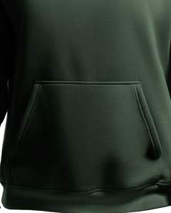 Sweat-shirt à capuche unisexe vert foncé en polaire unie avec poche kangourou Streetwear décontracté pour l'hiver - Product Image 4