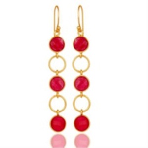 Pendientes de plata de ley 925 con gema de rubí teñida, novedad - Product Image 1