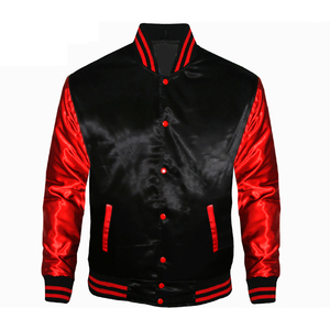 Latest Design New Satin Baseball Jacket Breathable <b>Canvas</b> Winter Sports Jacket <b>Covered</b> Button Raccoon Design Waterproof - Product Image 1