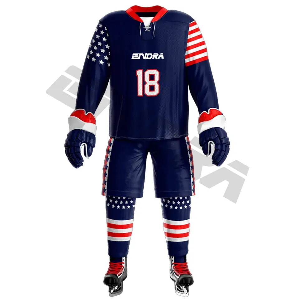 Custom Sportkleding Voor Team Ijshockey Voor Mannen Hoge Kwaliteit Ijshockey Uniform Set Goedkope Groothandel Truien Uniformen