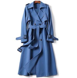 Manteau long d'hiver en mélange de laine coupe ample, style trench-coat chaud croisé, couleur unie, parka avec ceinture en polaire, idéal pour le travail formel - Product Image 5