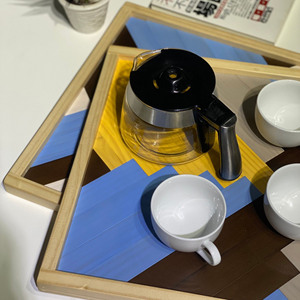 Pintura decorativa de Arte de pared de montaña geométrica de madera moderna minimalista para sala de estar y oficina muebles para el hogar - Product Image 3