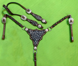 Papel de sal natural y piel de vaca Argentina cuero de vaca caballo occidental Headstall inteligentemente personalizado caballo occidental Headstall - Product Image 2