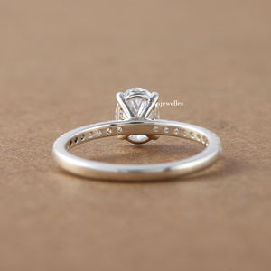 Oval Cut Lab Grown Diamond Pave Setting Lujoso 18K Anillo de compromiso de oro sólido Anillo de regalo para mujeres IGI - Product Image 4