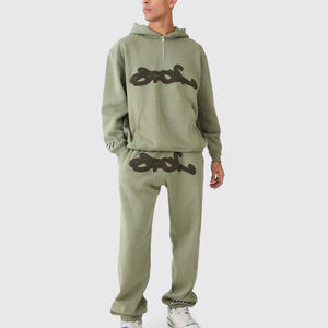 Gran oferta de chándales holgados de diseño bordado de chenilla para hombre de algodón 100%, conjuntos de Jogger personalizados transpirables para la temporada de invierno - Product Image 1