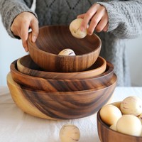 Bols décoratifs en bois d'acacia, bols en bois faits à la main, sécurité alimentaire, vaisselle, décoration de table, vente en gros