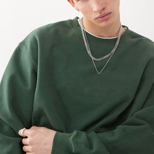 ¡Novedad de 2025! Sudadera clásica de algodón 100% de cuello redondo de gran tamaño para hombre, sudadera básica con hombros caídos y logotipo personalizado - Product Image 4