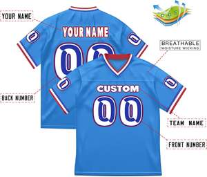 Jersey de Fútbol Americano Personalizado OEM, Corto, de Secado Rápido, Malla 100% Poliéster, Impresión por Transferencia de Calor, Logotipo Personalizado, Unisex, Adulto - Product Image 6