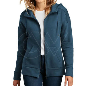 OEM personalizado 330g 100% algodón en blanco pesado invierno completo Zip Up Fleece mujeres sudaderas con capucha y sudaderas - Product Image 1