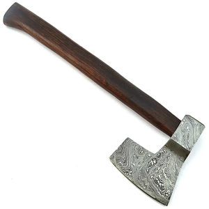 Hacha de Acero de Damasco Burraq Personalizada de 19.5 Pulgadas, Hacha de Mano con Mango de Madera de Palisandro y Funda de Cuero, Regalo para Papá, Hecho a Mano - Product Image 4