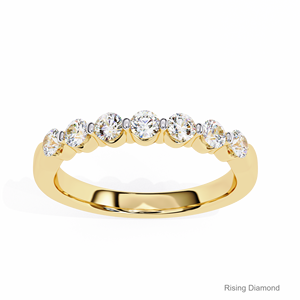 0,52 CTW corte redondo laboratorio cultivado oro amarillo boda banda aniversario regalo media eternidad conjunto con anillos de diamantes CVD - Product Image 2