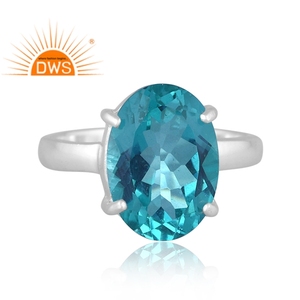 Meilleure qualité de double en argent sterling fin Santamaria Aquamarine Quartz Gemstone Bague empilable Fabricant de bijoux personnalisé - Product Image 2