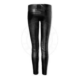 Pantalon en cuir noir de la robe des femmes, collection de saison de mode d'OEM - Product Image 2
