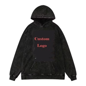 100% coton surdimensionné soleil délavé à l'acide sweat à capuche streetwear bases coton mélangé Vintage lavage à l'acide sweat à capuche pour hommes - Product Image 4