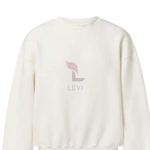 เสื้อสเวตเตอร์ของผู้ชายผ้าคอตตอนผสมโอเวอร์ไซส์พิมพ์โลโก้สีทึบแขนยาว - Product Image 4