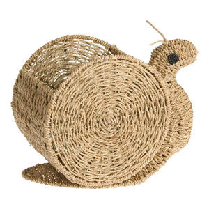 Organisateur décoratif en forme d'animal rustique de panier d'escargot de jonc de mer fait à la main du Vietnam pour la chambre d'enfants, la pépinière, et la décoration à la maison - Product Image 1