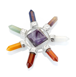 Générateur de cristal de pierres de 7 chakras générateur de pyramide de cône de quartz rose de 7 points pour la guérison d'énergie de Reiki et le cadeau spirituel - Product Image 4