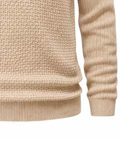 เสื้อโปโลถักลายผู้ชาย แขนยาว คอติดกระดุม สไตล์ลำลอง สำหรับฤดูหนาว สีเบจอ่อน สำหรับขายส่งจำนวนมาก - Product Image 6