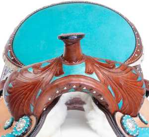 Sillín de caballo de cuero genuino Deluxe 100% | Comodidad de conducción occidental, diseño cosido a mano, ideal para Trail, Show & Barrel Racing - Product Image 2