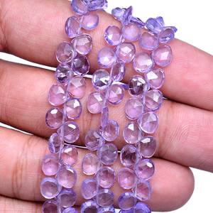 AAA + พลอยอเมทิสต์สีชมพู6มม.-7มม. ลูกปัดหัวใจเจ้าสาวพลอยสังเคราะห์อเมทิสต์ธรรมชาติลูกปัดหลวมสำหรับเครื่องประดับ - Product Image 2