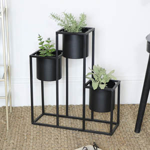 Soporte de Metal para Plantas de Estilo Nórdico Moderno, Maceta Negra Texturizada, Patas de Hierro, Decoración de Jardín Interior/Exterior, Exhibición de Flores - Product Image 2