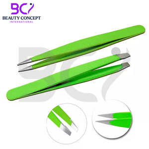 Color verde de acero inoxidable Highland calidad OEM servicio mejor proveedor totalmente personalizado hecho nuevas pinzas para cejas - Product Image 4