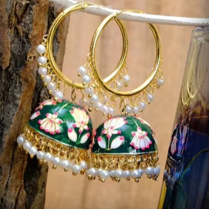 Lote de 10-100 Pares de Pendientes Colgantes Meenakari, Joyería Estilo Afgano Boho, Lámparas de Araña Minakari, Joyería Jhumka Jhumki para Fiestas - Product Image 1