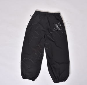 Pantalon unisexe noir imprimé toile d'araignée, fermeture à cordon, coupe ample, style adulte - Product Image 6