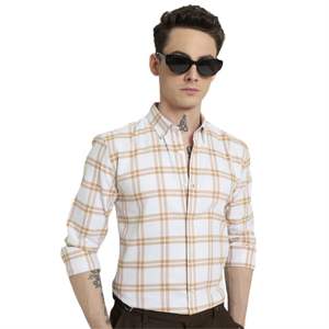 Camisa clásica a cuadros de algodón 100% para hombre, elegante, versátil, abotonada con patrón de cuadros llamativo, diseñada para la comodidad diaria - Product Image 3