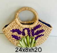 Tas Selempang Wanita Buatan Tangan dari Anyaman Eceng Gondok Ramah Lingkungan, Tahan Lama, Nyaman, Desain Floral Elegan, Dua Penutup Terbuka