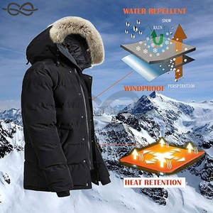 Manteau d'hiver pour hommes imperméable coupe-vent fourrure à capuche épaissir longue parka doudoune pour la protection contre le froid - Product Image 6