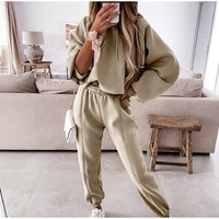 Ensemble de survêtement court 2 pièces surdimensionné personnalisé avec logo 2025 pour femme XL – Tenue décontractée de sport, pantalon de survêtement et sweat à capuche pour l'hiver, la gym et le jogging 100 % coton