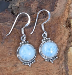 อัญมณี Larimar คอลเลกชันที่มีคุณภาพสูงตุ้งติ้งสำหรับของขวัญต่างหูเครื่องประดับสำหรับผู้หญิงและเด็กผู้หญิง925อย่างดีเงินสเตอร์ลิง - Product Image 3