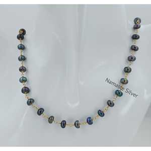 Handmade Freshwater Peacock <b>Black</b> Pearl Sterling Silver <b>Necklace</b> Single Line Beads Strand Gold Filled Freshwater Pearl <b>Necklace</b> - Product Image 2