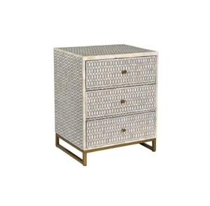 Table de chevet de style marocain, table de chevet avec tiroir, fabrication artisanale, incrustation d'os et de résine, motif sirène bleue, table bohème au meilleur prix - Product Image 5