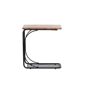 Jer Chia Industrial-Style Oak Finish <b>C</b>-<b>Shaped</b> Side <b>Table</b> for Home Snacks and Coffee in Living Room Furniture - Product Image 2